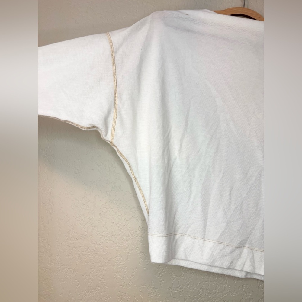 Free People Nikala White Zipper Shoulder Oversized Top Size XS - Picture 9 of 14